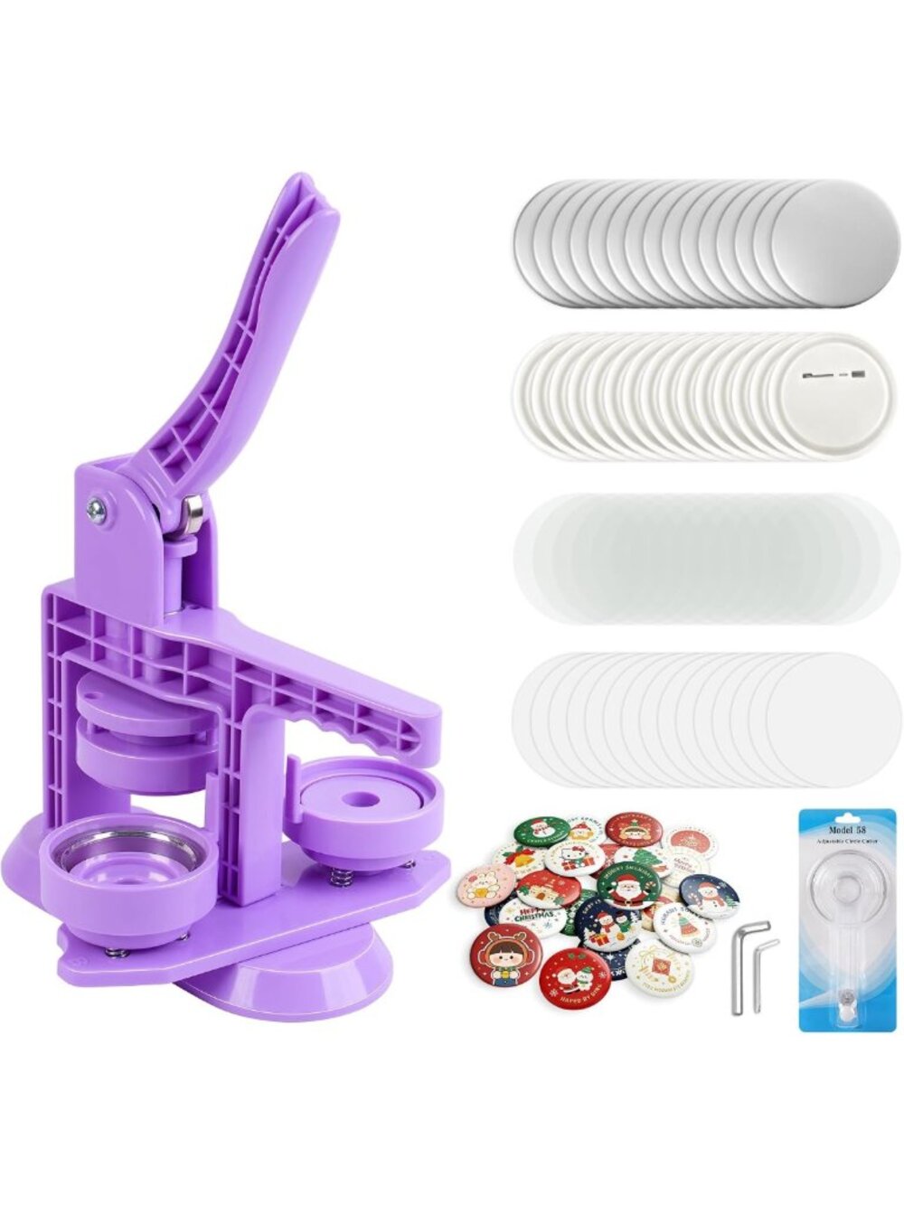 DIY Button Maker Kit - 58mm Pin Press Machine with 30 Parts, Perfect for Parties